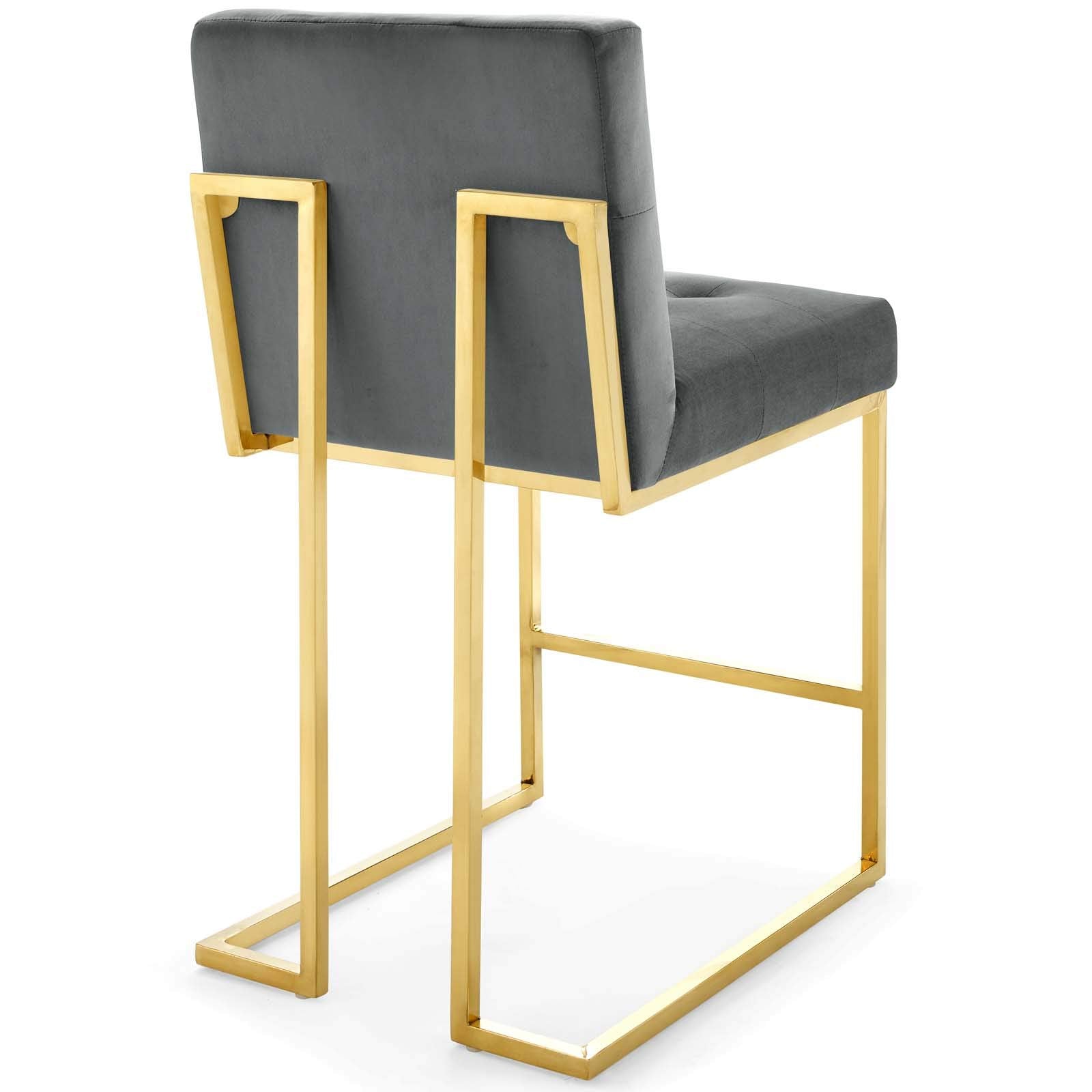barstools | CasaFoyer Privy Counter Stool Set of 2 | Modern Design | Gold Stainless Steel Base | Performance Velvet Upholstery | 331 lbs Weight Capacity | casafoyer.myshopify.com