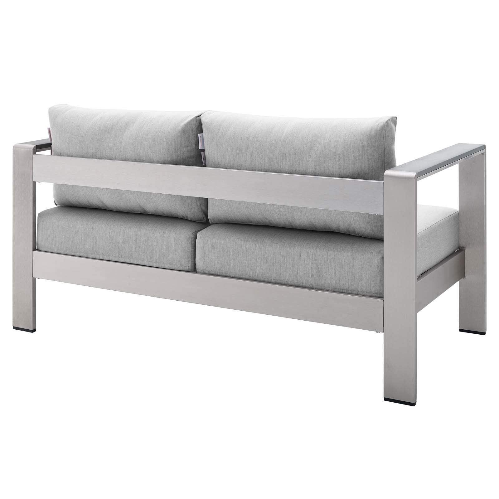kitchen and dining room sets | CasaFoyer Shore Aluminum 4 Piece Outdoor Patio Furniture Set | Weatherproof | Sunbrella Cushions | Silver Gray | casafoyer.myshopify.com