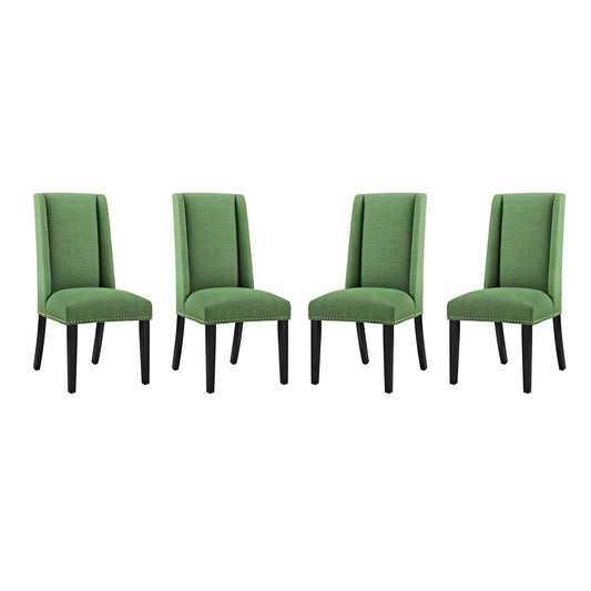 home office desk chairs | CasaFoyer Baron Dining Chair Set of 4 | Elegant Green Fabric | Nailhead Trim | Plush Foam Padding | Sturdy Wooden Frame | Non-Marking Foot Glides | casafoyer.myshopify.com