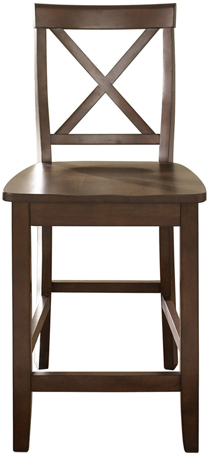 STOOL_SEATING | Durable Hardwood | X-Back Design | Comfortable Contoured Seats | Vintage Mahogany Finish | Set of 2 | 24 Seat Height | casafoyer.myshopify.com