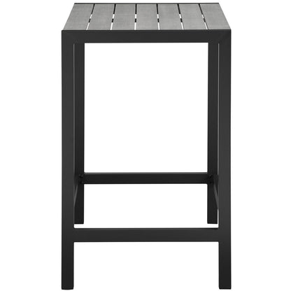 bar tables | Maine Outdoor Patio Dining Bar Table | Contemporary Design | Synthetic Wood Grain Plank Boards | Powder-Coated Aluminum Frame | Ideal for Outdoor Dining Spaces, Patios, Backyards, Poolside Areas | Stylish and Modern Outdoor Experience | casafoyer.myshopify.com