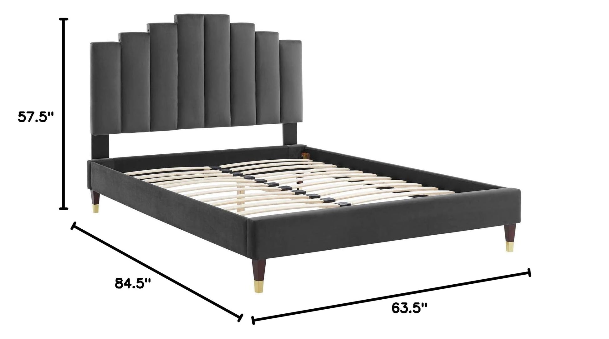 adjustable bed bases | CasaFoyer Elise Performance Velvet Queen Platform Bed | Glamorous Deco Style | Stain-Resistant Velvet Upholstery | Wood Legs with Gold Metal Sleeves | Memory Foam Compatible | 800 lbs Weight Capacity | casafoyer.myshopify.com