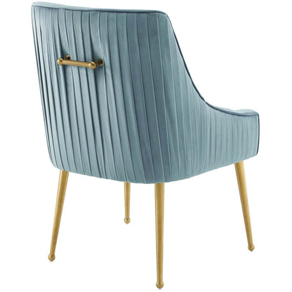 home office desk chairs | CasaFoyer Discern Performance Velvet Pleated Back Dining Chair Set of 2 | Stain-Resistant | Gold Legs | Versatile | Non-Marking Foot Caps | casafoyer.myshopify.com