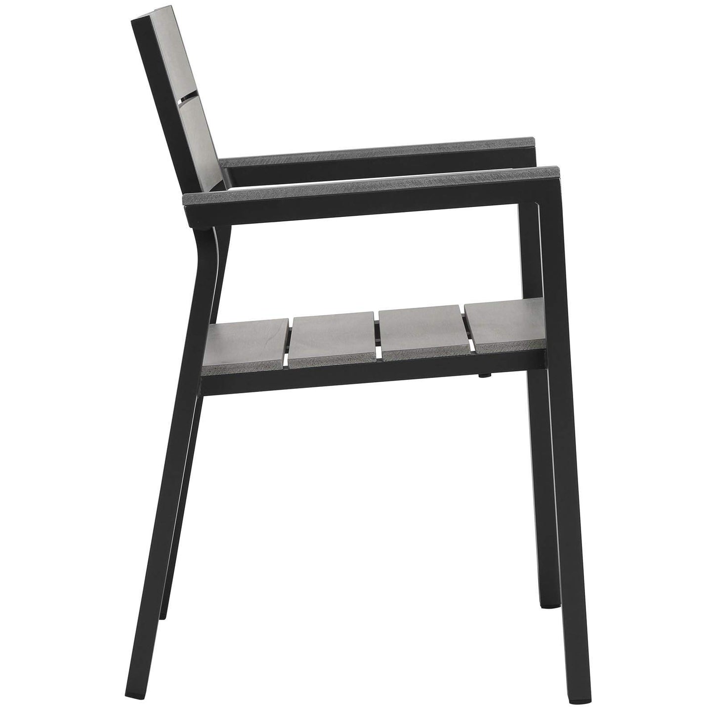 Patio Furniture Sets | Maine Outdoor Patio Dining Arm Chair | Synthetic Wood Grain Plank Boards | Powder-Coated Aluminum Frame | Stackable | Ideal for Contemporary Outdoor Dining | casafoyer.myshopify.com