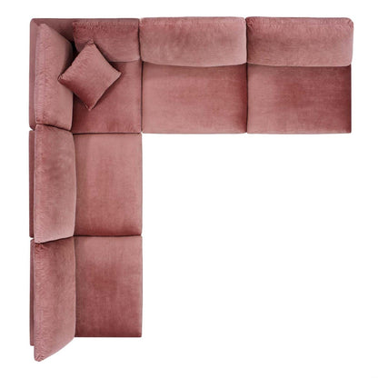 kitchen and dining room sets | CasaFoyer Commix Sectional Sofa | Luxury Velvet Upholstery | Foam Padded | Duck Down Cushions | 4 Armless Chairs + 1 Corner Chair | Dusty Rose | casafoyer.myshopify.com