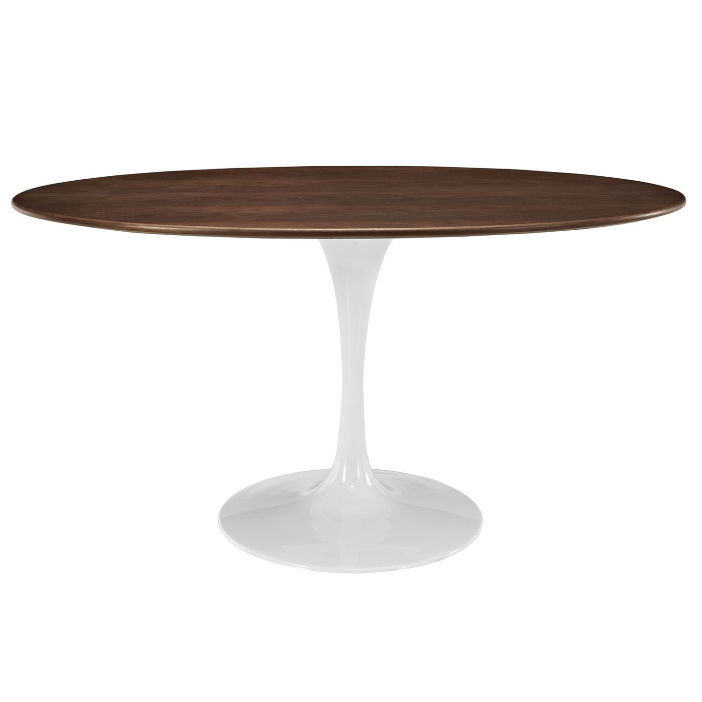 Dining Table | Lippa 60 Oval Walnut Dining Table | Timeless Modern Design | Walnut Veneer Top | Tapered Metal Base | Chip-Resistant Finish | casafoyer.myshopify.com