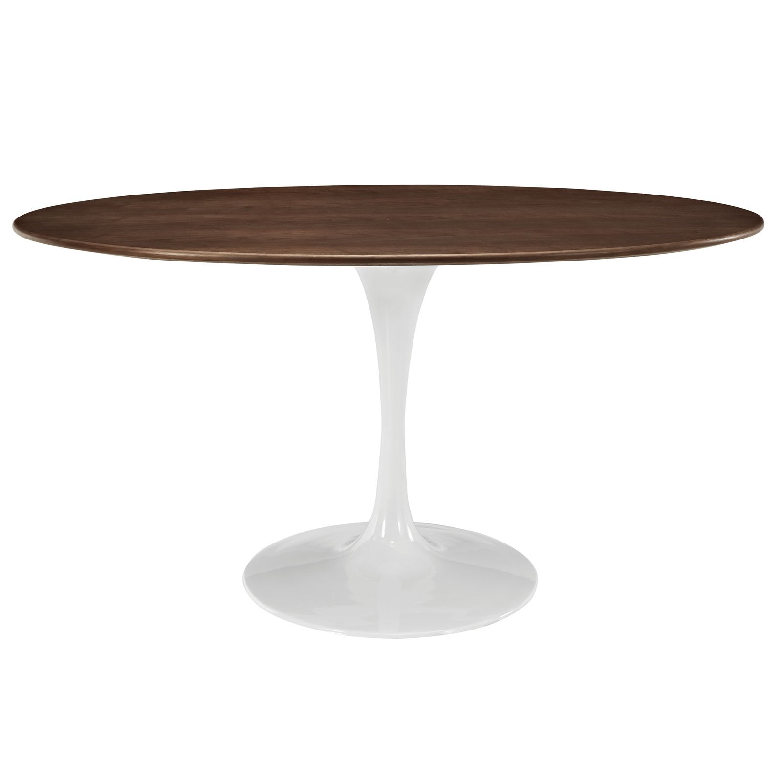 Dining Table | Lippa 60 Oval Walnut Dining Table | Timeless Modern Design | Walnut Veneer Top | Tapered Metal Base | Chip-Resistant Finish | casafoyer.myshopify.com