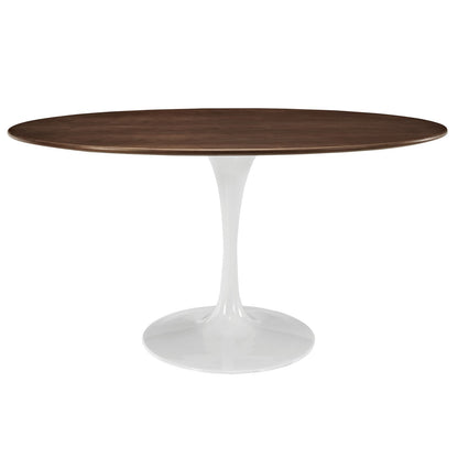 Dining Table | Lippa 60 Oval Walnut Dining Table | Timeless Modern Design | Walnut Veneer Top | Tapered Metal Base | Chip-Resistant Finish | casafoyer.myshopify.com