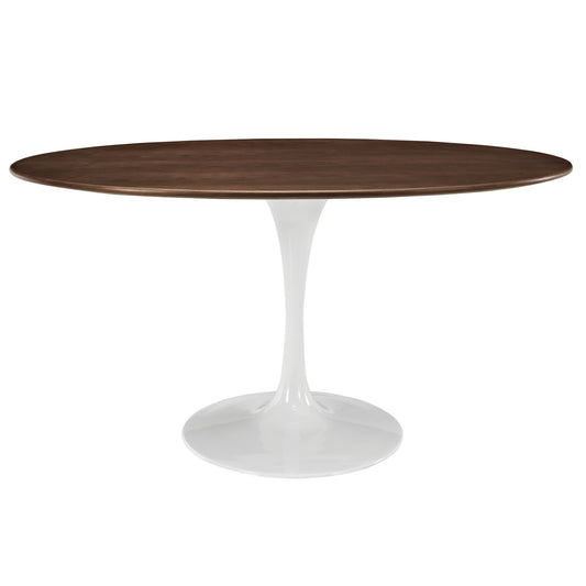 Dining Table | Lippa 60 Oval Walnut Dining Table | Timeless Modern Design | Walnut Veneer Top | Tapered Metal Base | Chip-Resistant Finish | casafoyer.myshopify.com
