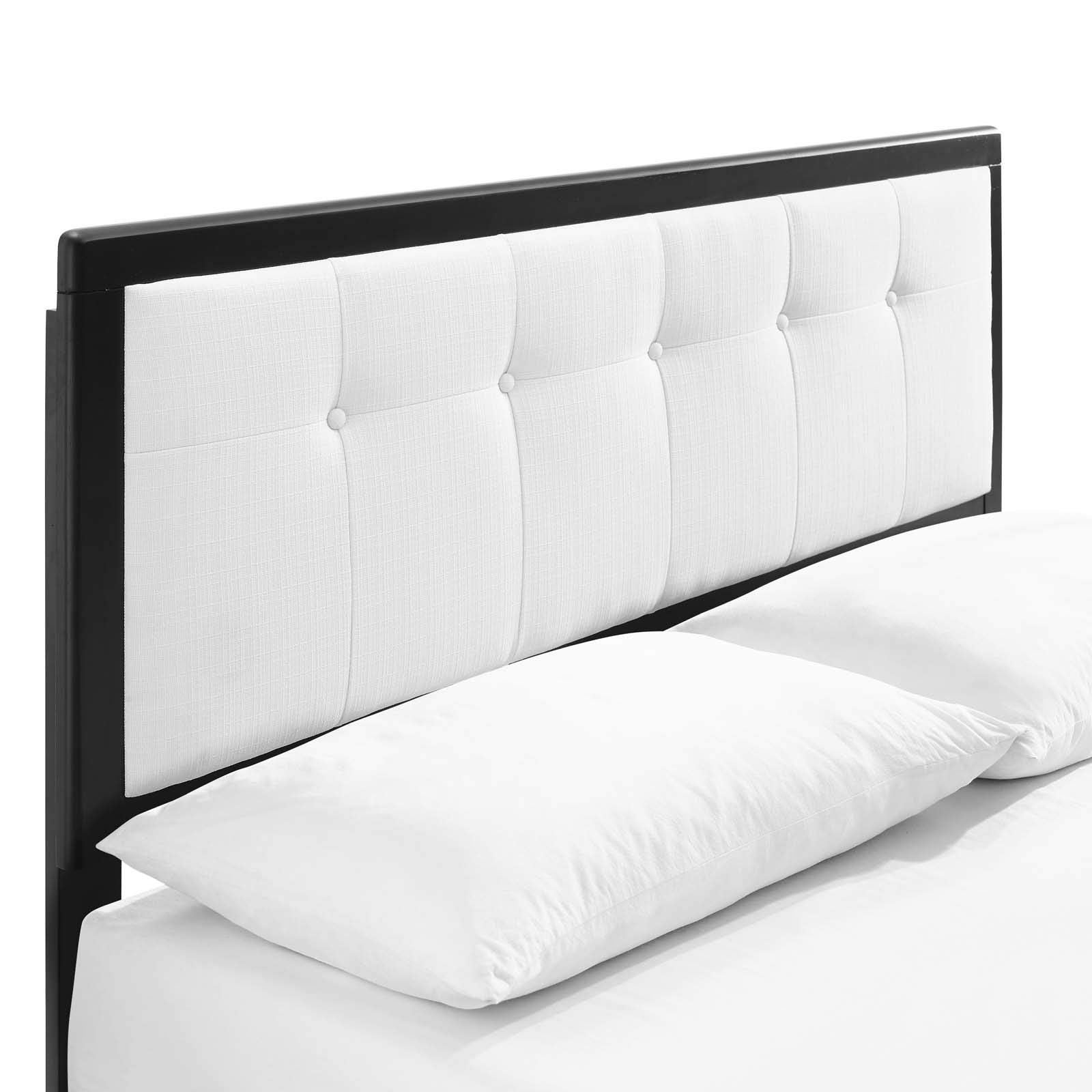 Bed | CasaFoyer Willow Tufted Wood King Platform Bed | Mid-Century Design | Upholstered Headboard | Durable Construction | No Box Spring Needed | Easy Assembly | Black White | casafoyer.myshopify.com