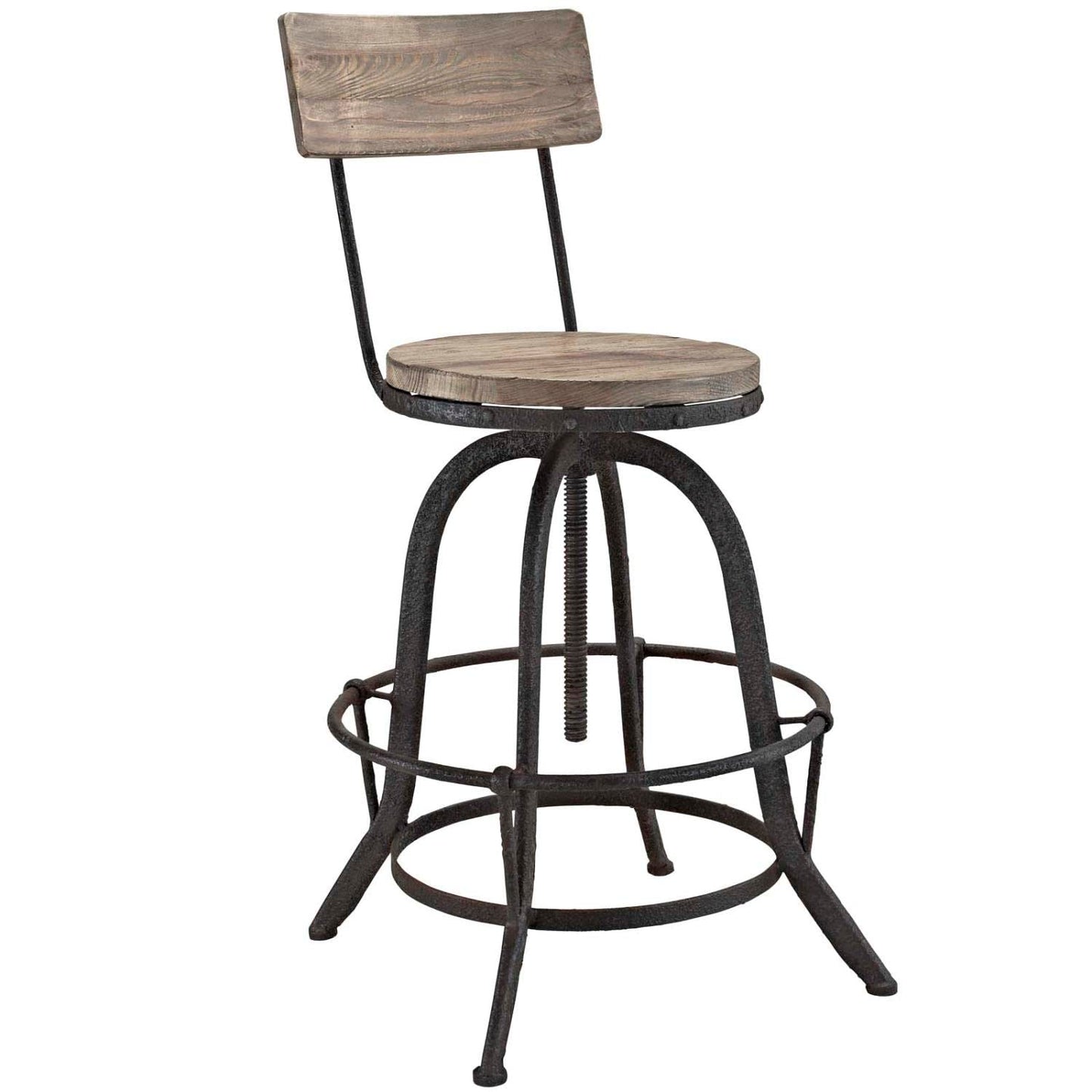 barstools | Procure Wood Bar Stool | Sturdy Metal Frame | Pine Wood Seat & Back | Rustic Aesthetics | Footrest | Modern Elegance | Set of 1 | casafoyer.myshopify.com