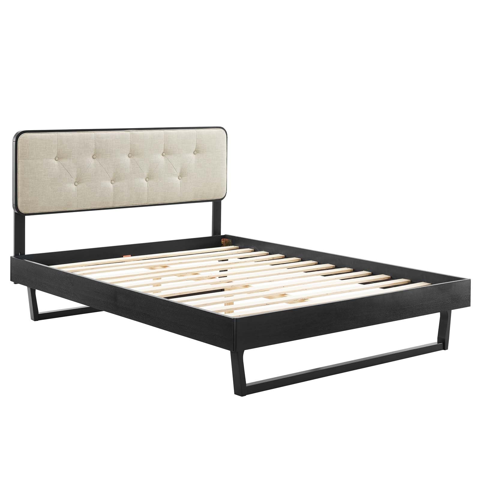 bed frames | CasaFoyer Bridgette Tufted Wood Full Platform Bed | Retro Mid-Century Style | Button Tufted Headboard | Wood Grain Frame | Sturdy Support System | No Box Spring Needed | casafoyer.myshopify.com