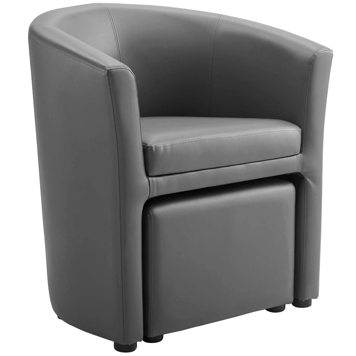 Chair | Divulge Faux Leather Armchair | Self-Storage Ottoman | Gray | Sleek & Modern Design | Dense Foam Padding | Luxurious Upholstery | Ideal for Living Room, Lounge or Reception Area | casafoyer.myshopify.com