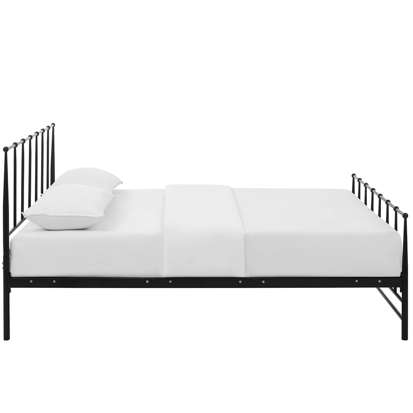 Bed | CasaFoyer Estate Platform Bed | Serene & Sturdy Design | Coated Steel Frame | Non-Marking Foot Caps | Supports Memory Foam, Spring, Latex & Hybrid Mattresses | 1300 lbs Weight Capacity | Queen Size | casafoyer.myshopify.com