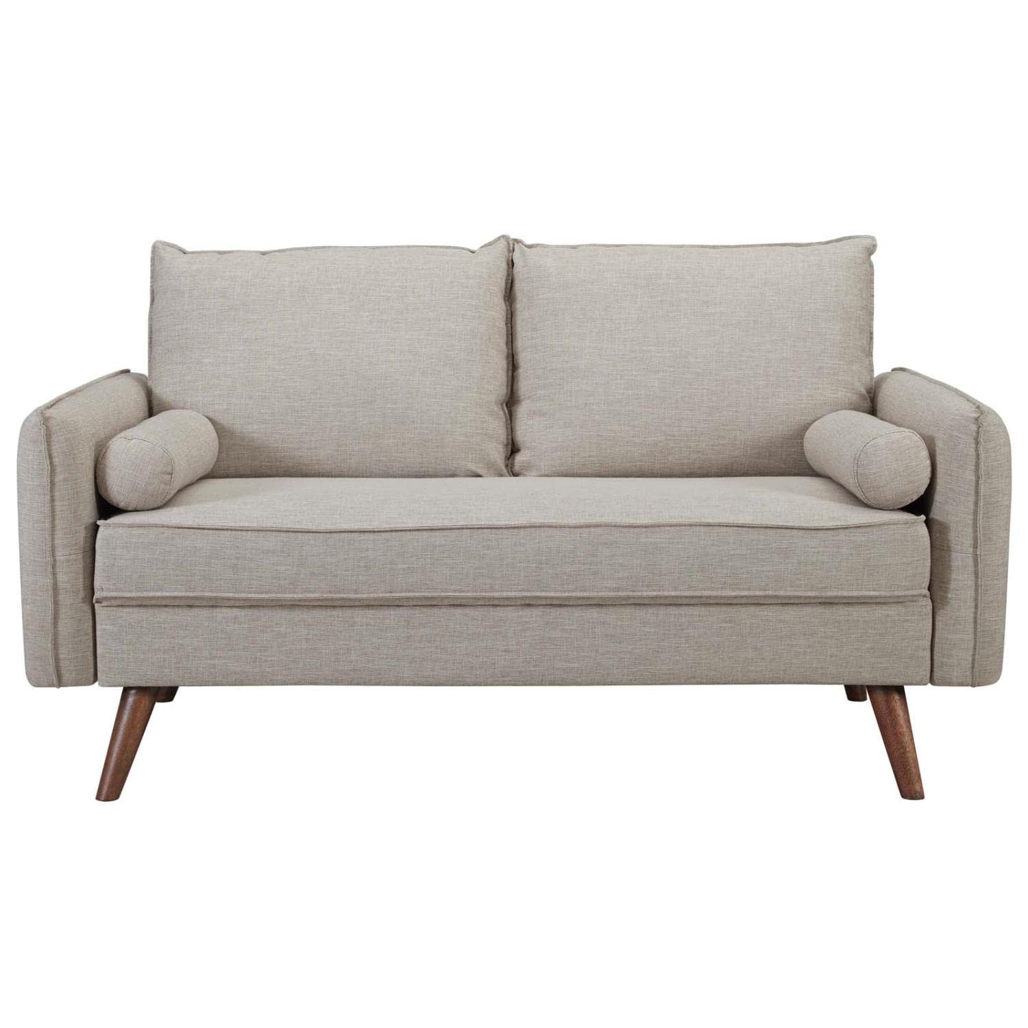 sofas | CasaFoyer Revive Loveseat | Cozy & Refined Design | Soft Fabric Upholstery | Bolster Pillows | Splayed Wood Legs | Perfect for Home or Apartment | casafoyer.myshopify.com