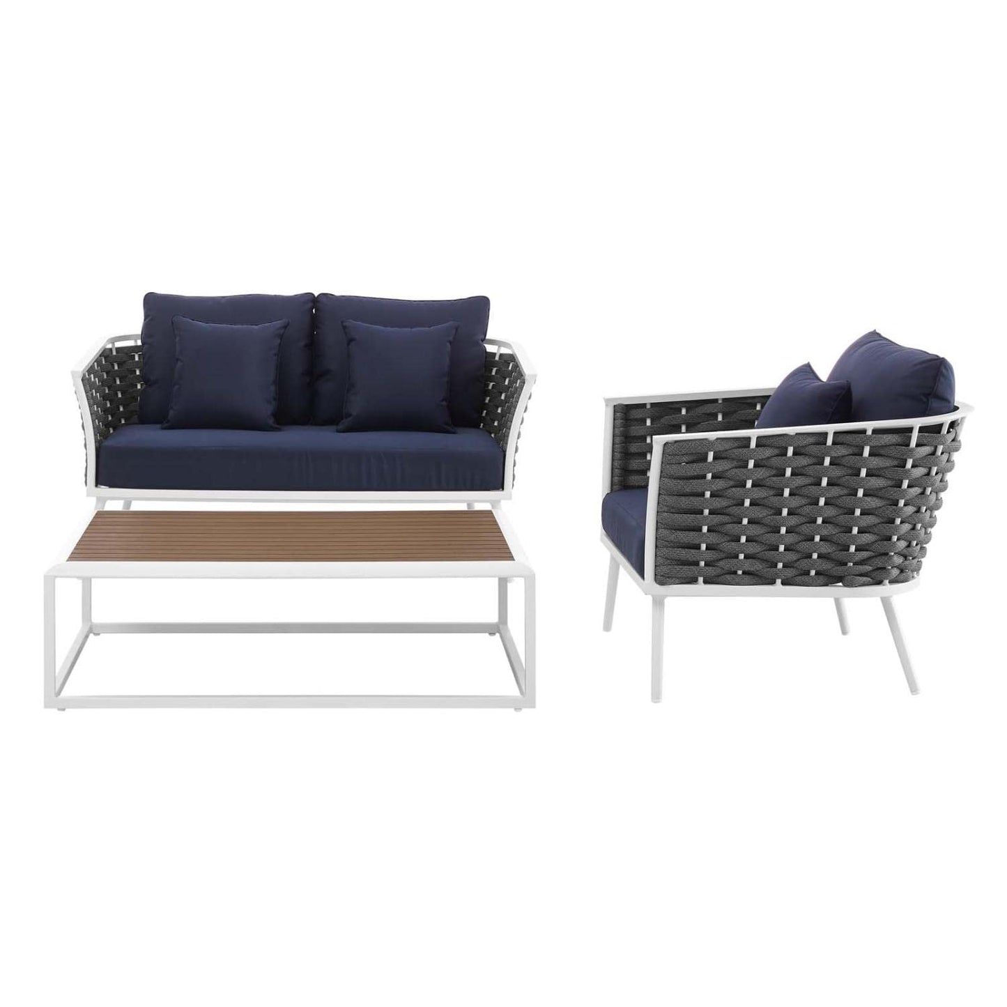 kitchen and dining room sets | CasaFoyer Stance Outdoor Collection | Modern Design | Waterproof Cushions | Durable Aluminum Frame | Includes Armchair, Coffee Table, Loveseat | casafoyer.myshopify.com