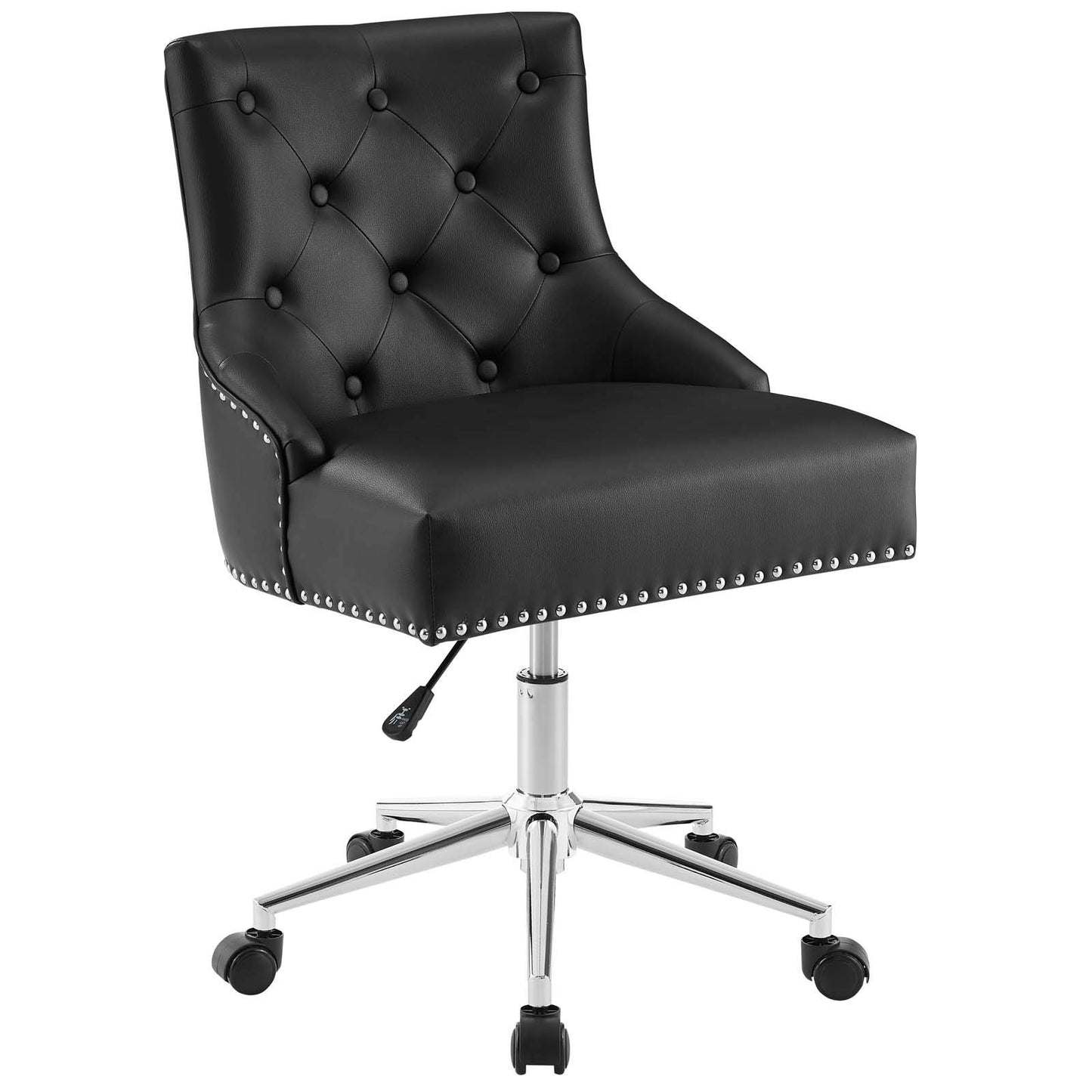 home office desk chairs | CasaFoyer Regent Button Tufted Upholstered Faux Leather Swivel Office Chair | Vintage Charm & Comfort | Metal Nailhead Trim | Padded Seat & Back | Chrome Base | 360 Swivel & Height Adjustment | 287 lbs Weight Capacity | casafoyer.myshopify.com