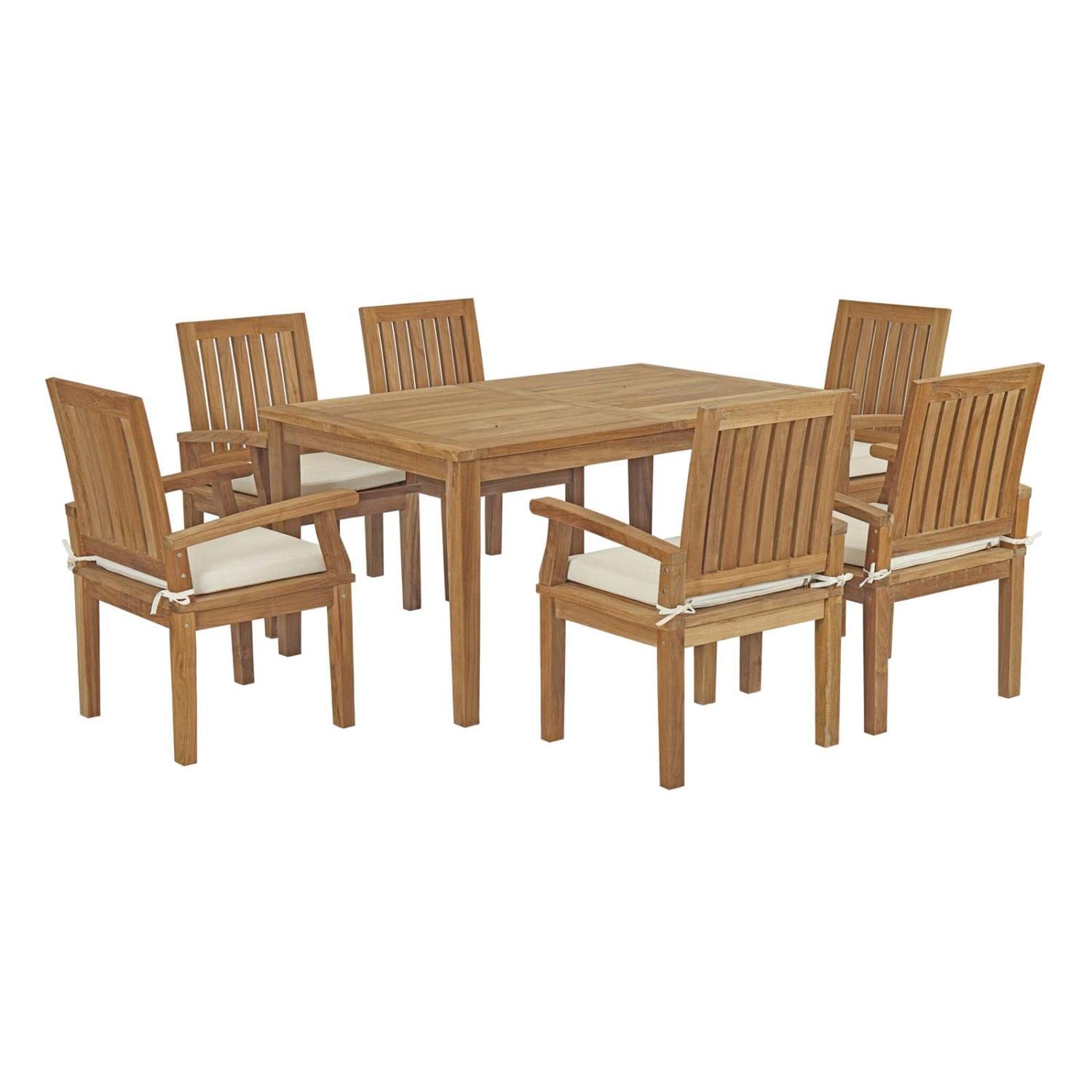 kitchen and dining room sets | CasaFoyer Stunning Teak Wood Outdoor Set | Marina Collection | All-Weather Cushions | 7 Piece Dining Set | Assembly Required | Natural White | casafoyer.myshopify.com