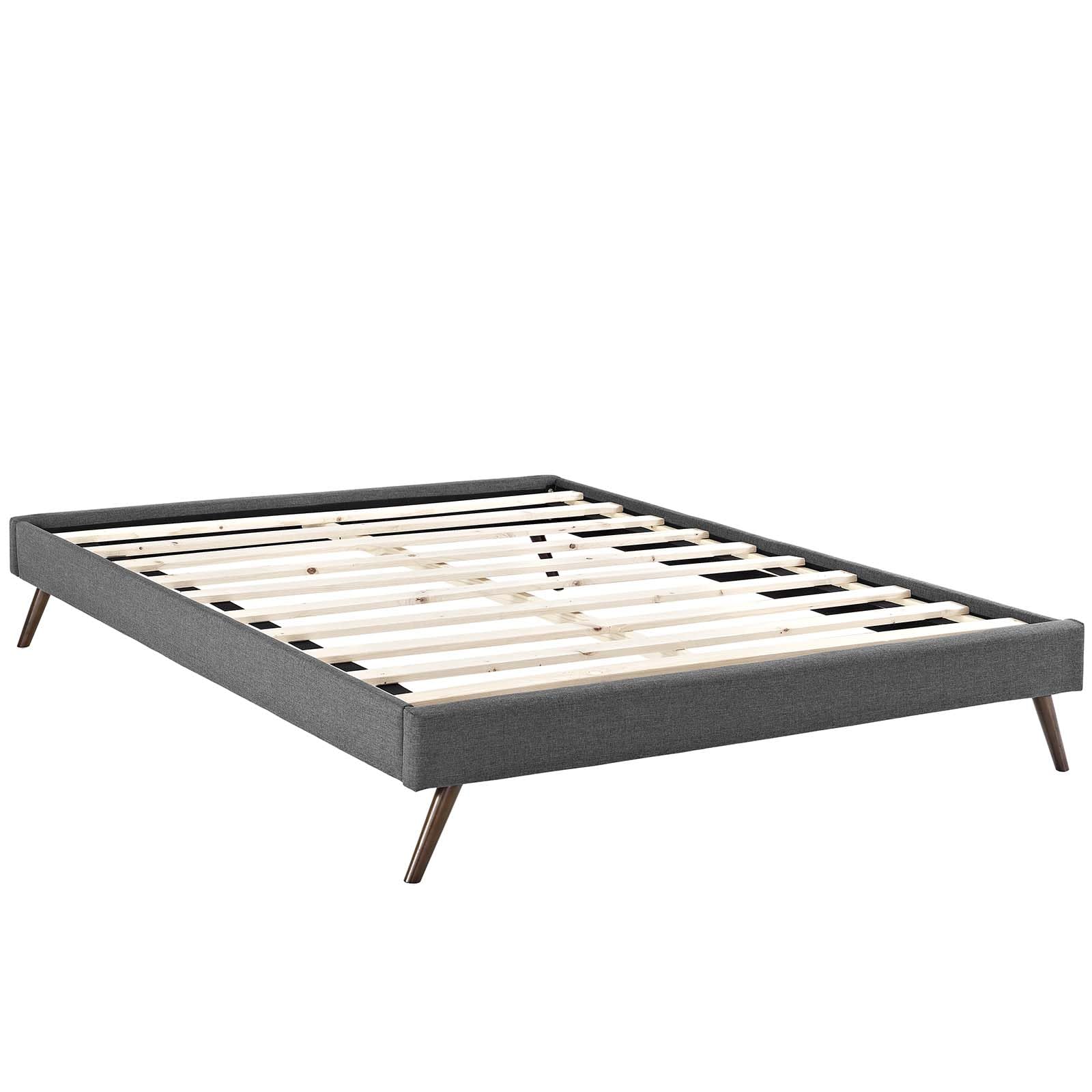Bed | CasaFoyer Loryn Platform Bed | Solid Wood Frame | Polyester Upholstery | Tapered Legs | No Box Spring Needed | Compatible with Memory Foam Mattresses | Gray | casafoyer.myshopify.com
