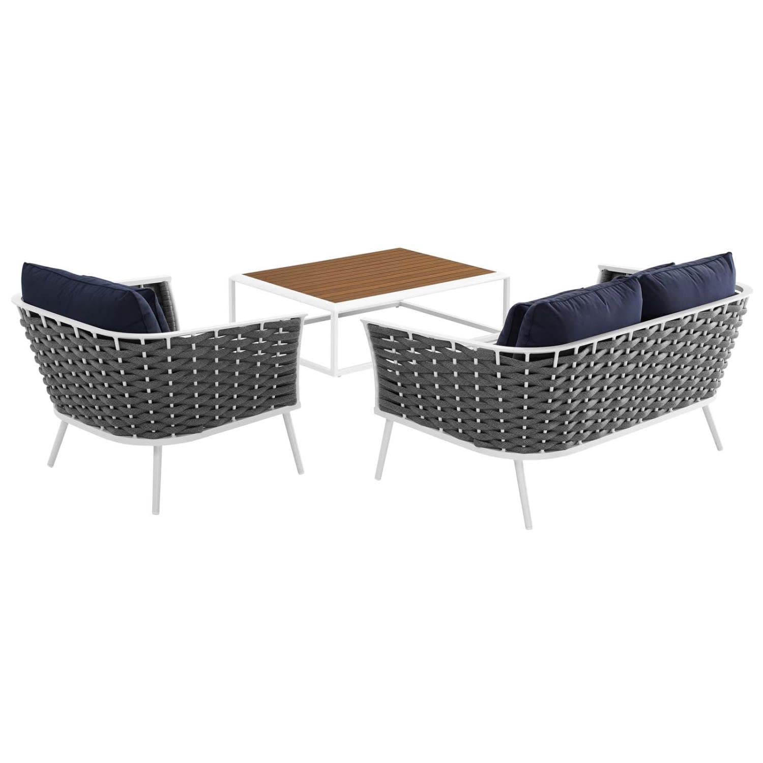 kitchen and dining room sets | CasaFoyer Stance Outdoor Collection | Modern Design | Waterproof Cushions | Durable Aluminum Frame | Includes Armchair, Coffee Table, Loveseat | casafoyer.myshopify.com