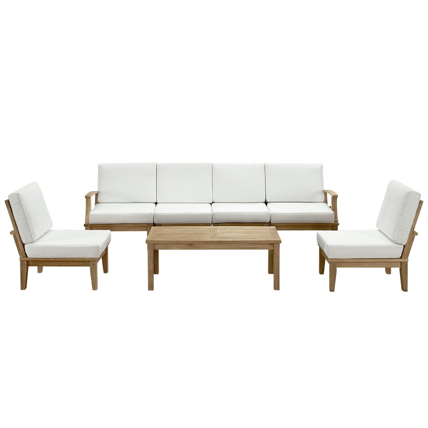 kitchen and dining room sets | CasaFoyer Marina Teak Wood Outdoor Patio Furniture Sofa Sectional Set | Luxury, Durable, All-Weather Cushions | 7-Piece | casafoyer.myshopify.com