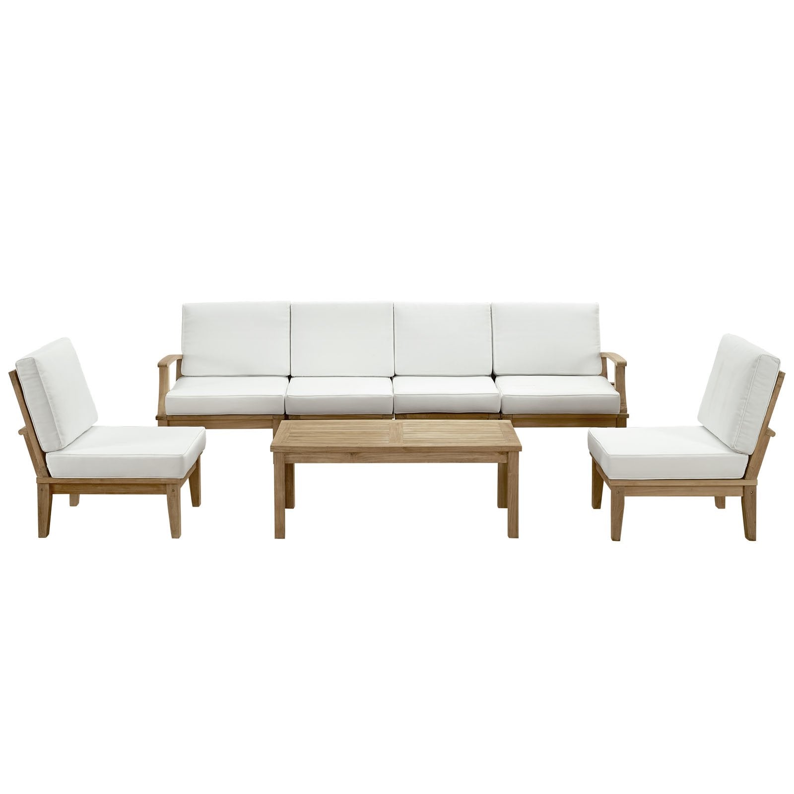 kitchen and dining room sets | CasaFoyer Marina Teak Wood Outdoor Patio Furniture Sofa Sectional Set | Luxury, Durable, All-Weather Cushions | 7-Piece | casafoyer.myshopify.com