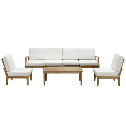 kitchen and dining room sets | CasaFoyer Marina Teak Wood Outdoor Patio Furniture Sofa Sectional Set | Luxury, Durable, All-Weather Cushions | 7-Piece | casafoyer.myshopify.com