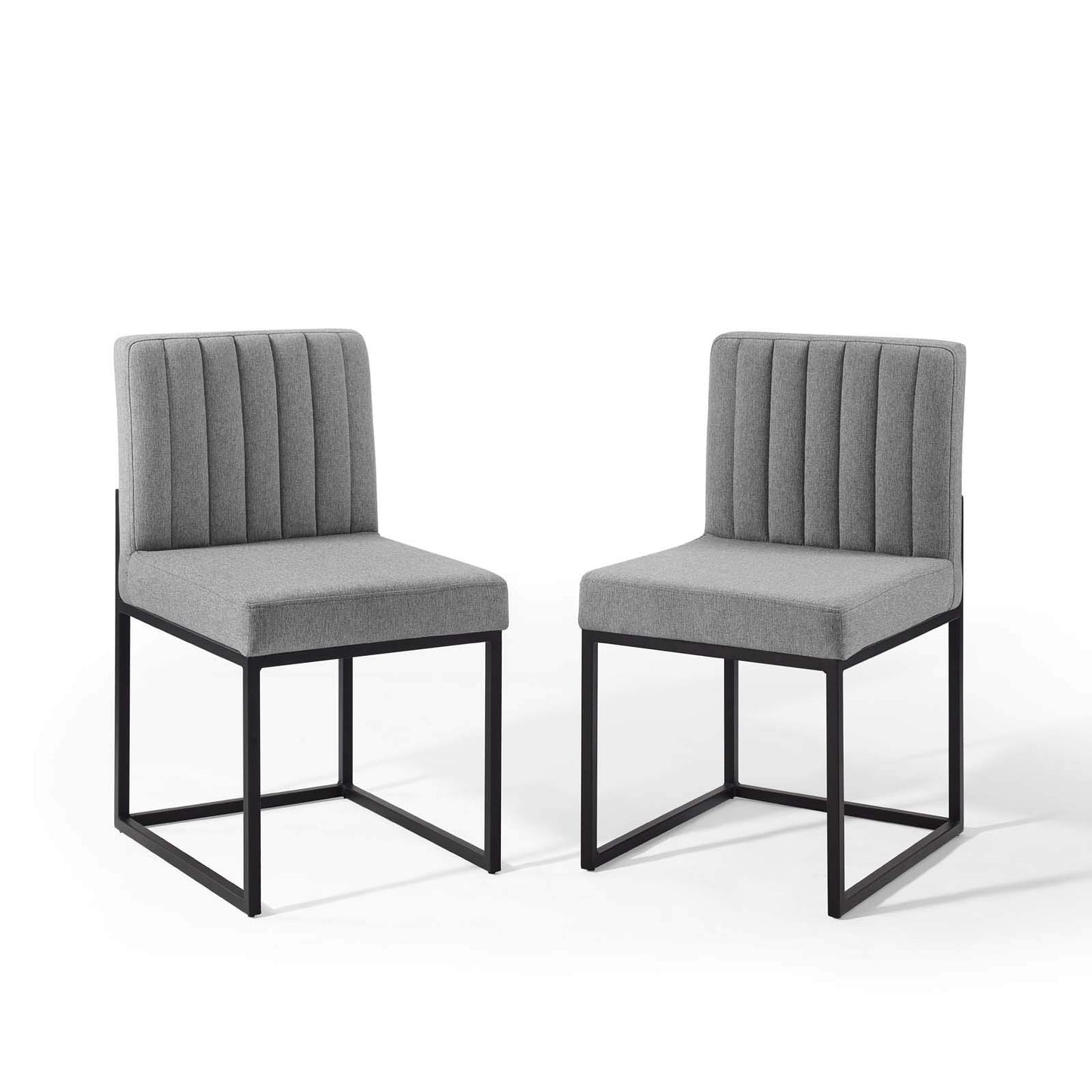 home office desk chairs | CasaFoyer Carriage Channel Tufted Upholstered Dining Chair Set of 2 | Black Sled Base | Polyester Fabric | Glamorous Design | 331 lbs Weight Capacity | casafoyer.myshopify.com