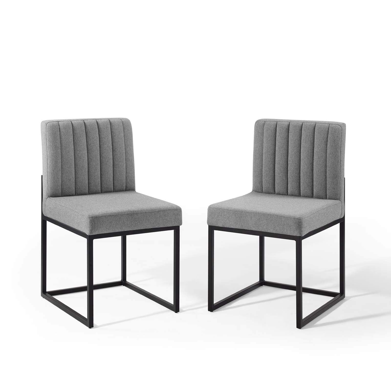 home office desk chairs | CasaFoyer Carriage Channel Tufted Upholstered Dining Chair Set of 2 | Black Sled Base | Polyester Fabric | Glamorous Design | 331 lbs Weight Capacity | casafoyer.myshopify.com