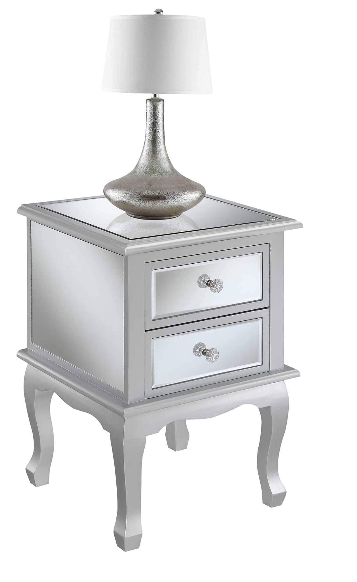 CABINET | Ergode Gold Coast Victoria Mirrored 1 Drawer End Table | Storage Cabinet | Elegant Accent Table with Mirrored Accents and Concealed Storage | casafoyer.myshopify.com