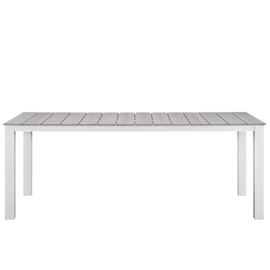 Dining Table | Maine Outdoor Collection 80 Dining Table | Synthetic Wood Grain Plank Boards | Powder-Coated Aluminum Frame | Ideal for Outdoor Dining | casafoyer.myshopify.com
