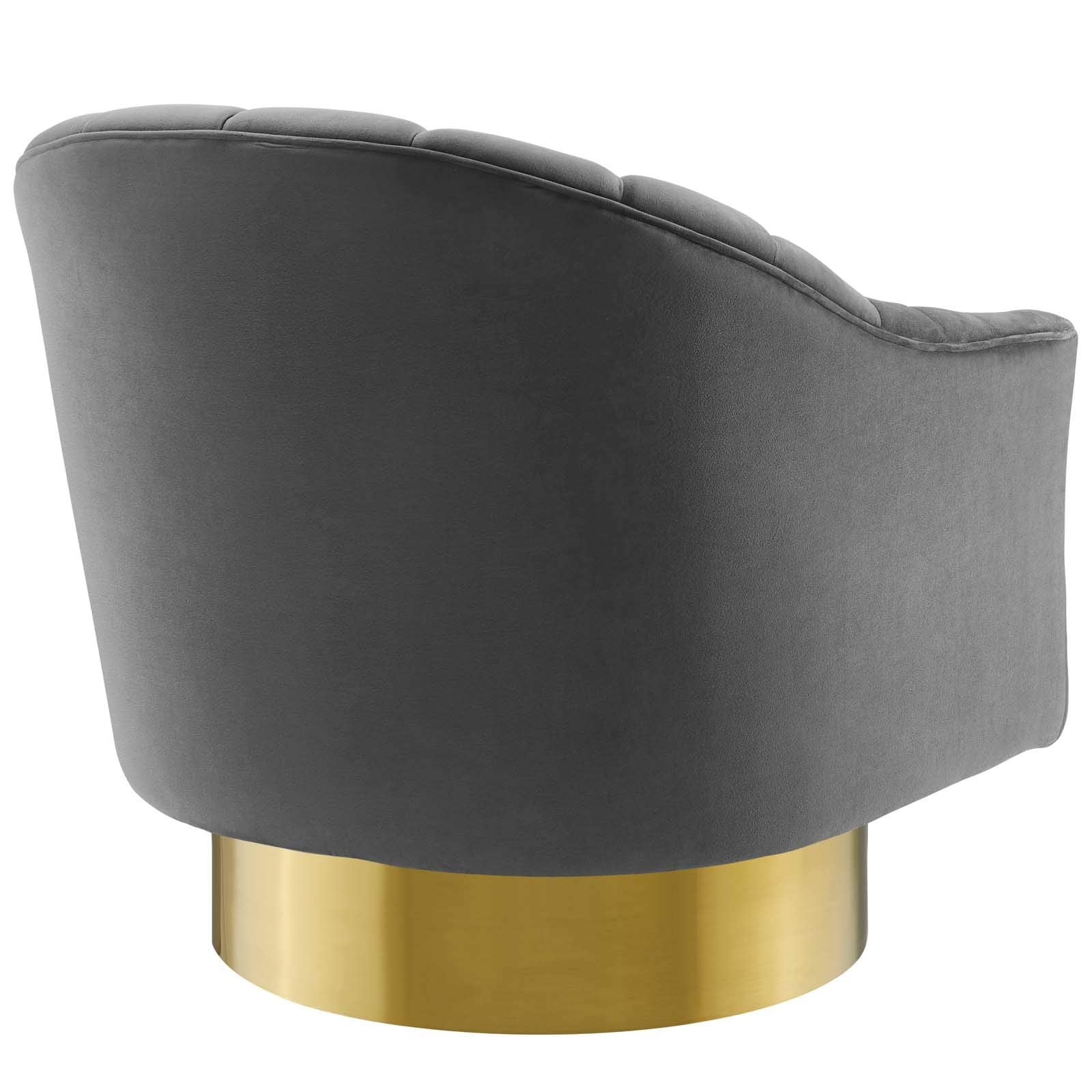 home office desk chairs | CasaFoyer Buoyant Accent Lounge Swivel Chair | Exquisite Design | Stain-Resistant Velvet | Gold Base | Gray | casafoyer.myshopify.com