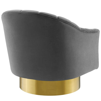 home office desk chairs | CasaFoyer Buoyant Accent Lounge Swivel Chair | Exquisite Design | Stain-Resistant Velvet | Gold Base | Gray | casafoyer.myshopify.com