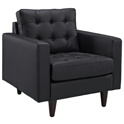 kitchen and dining room sets | CasaFoyer Empress | Exquisite Design Leather Sofa & Armchair Set | Black | Tufted Buttons | Luxurious Cushions | Solid Wood Legs | Bonded Leather Upholstery | casafoyer.myshopify.com