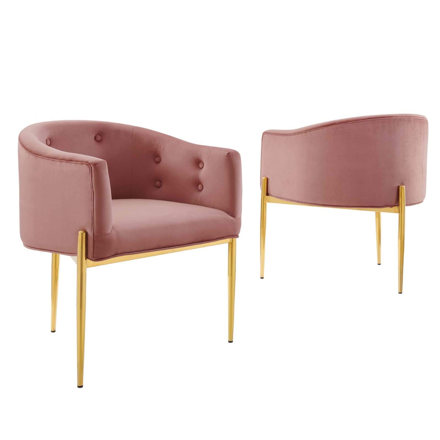 home office desk chairs | CasaFoyer Savour Tufted Performance Velvet Accent Armchairs - Set of 2 | Luxurious & Stain-Resistant | Modern Design | Comfortable Seating | Chrome Gold Legs | casafoyer.myshopify.com
