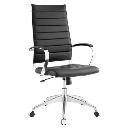 home office desk chairs | CasaFoyer Jive Ribbed High Back Executive Office Chair | Stylish & Functional | Natural Posture Support | Comfortable Padded Seat & Arms | Chrome-Plated Aluminum Base | Easy Mobility | Tension Knob & Tilt Lock | Ideal for Modern Office | casafoyer.myshopify.com