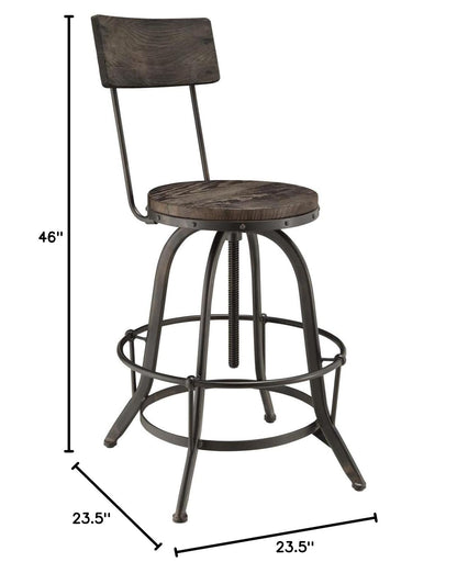 barstools | CasaFoyer Procure Wood Bar Stool | Sturdy Metal Frame | Pine Wood Seat & Back | Footrest | Rustic Aesthetics | Stylish & Comfortable | casafoyer.myshopify.com