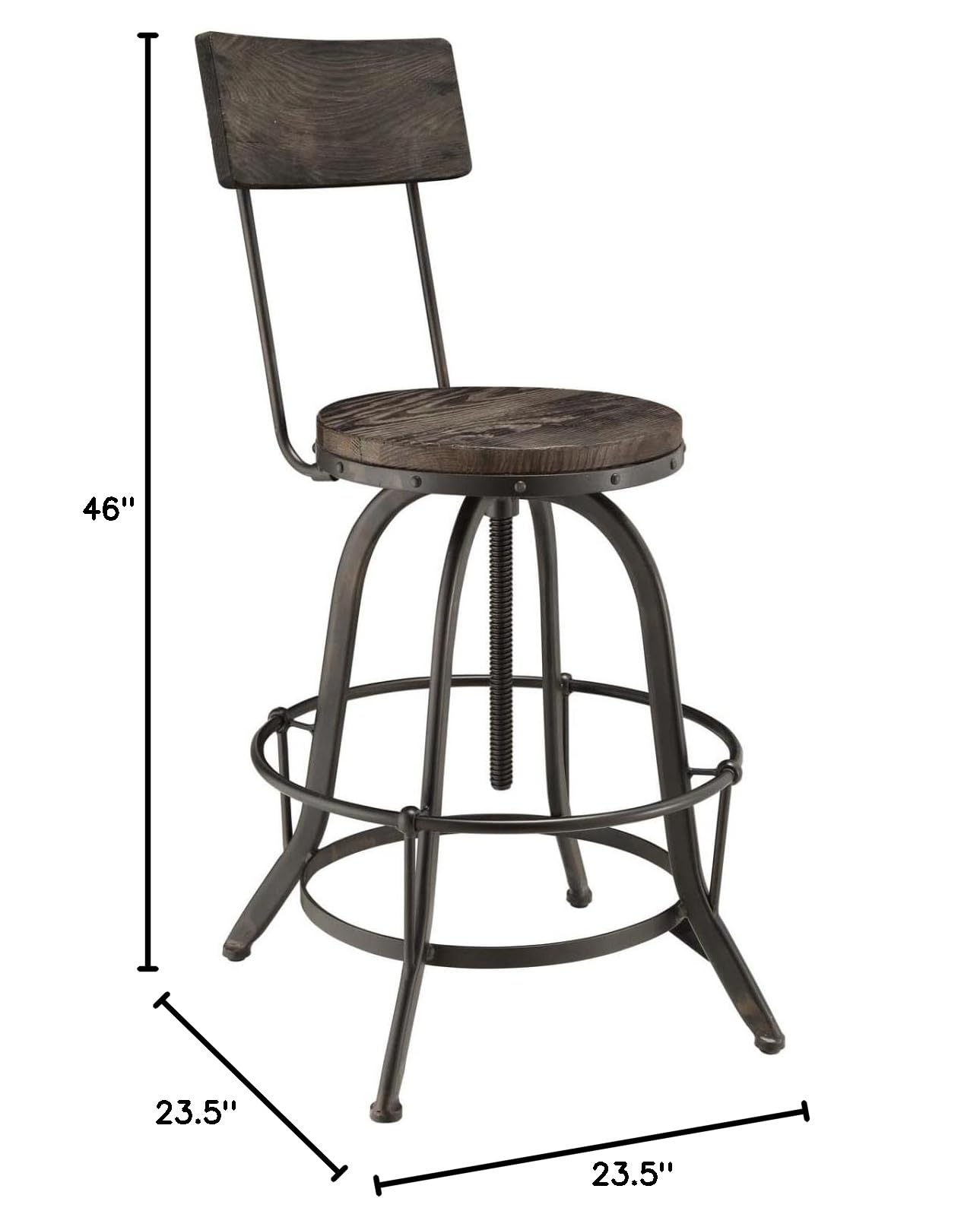 barstools | CasaFoyer Procure Wood Bar Stools | Metal Frame | Pine Wood Seat & Back | Rustic Charm | Footrest | Set of 2 | casafoyer.myshopify.com