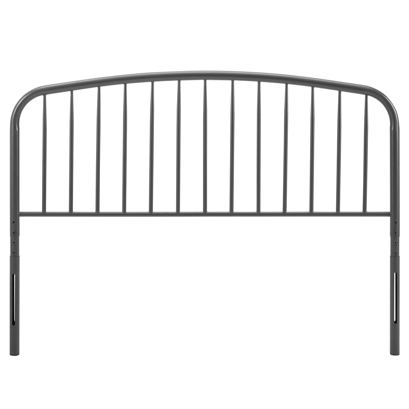 headboards | CasaFoyer Nova Metal King Headboard | Sleek Modern Design | Arching Shape & Stylish Spindles | Durable Powder-Coated Iron | Adjustable Height | Contemporary Rustic Charm | Gray | casafoyer.myshopify.com