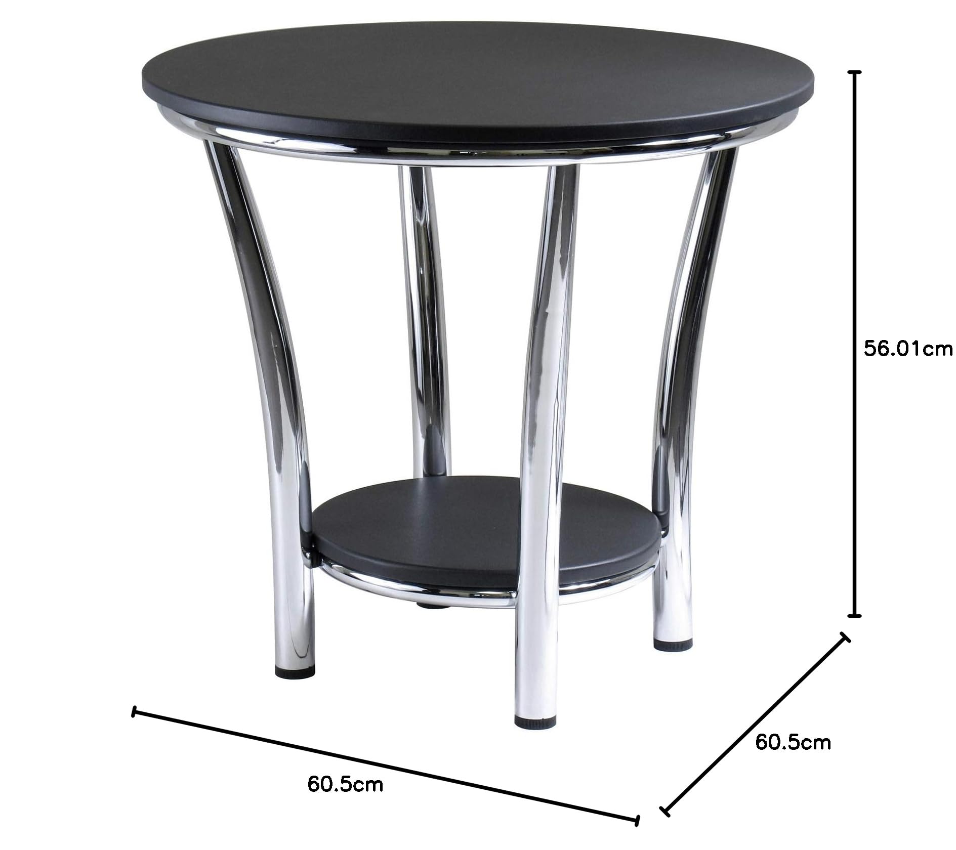 TABLE | Ergode Maya Table Collection | Round End Table - 23.75 Diameter - Spacious Top & Shelf - Polished Steel Frame - Easy Assembly - 23.82 W x 23.82 D x 22.05 H | casafoyer.myshopify.com