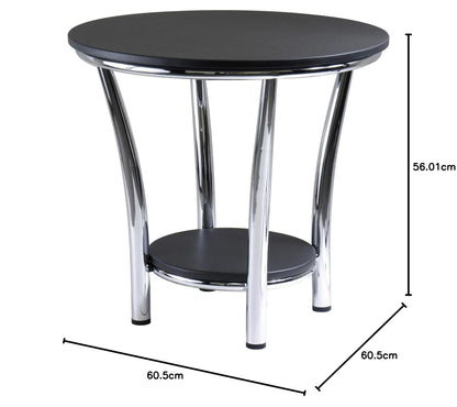 TABLE | Ergode Maya Table Collection | Round End Table - 23.75 Diameter - Spacious Top & Shelf - Polished Steel Frame - Easy Assembly - 23.82 W x 23.82 D x 22.05 H | casafoyer.myshopify.com