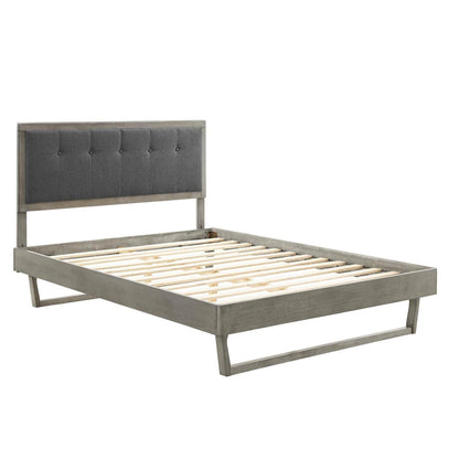 bed frames | CasaFoyer Willow Tufted Wood Queen Platform Bed | Contemporary Charm | Vintage Accents | Natural Beauty | Sturdy Materials | No Box Spring Needed | Easy Assembly | 601 lbs Weight Capacity | Gray Charcoal | casafoyer.myshopify.com