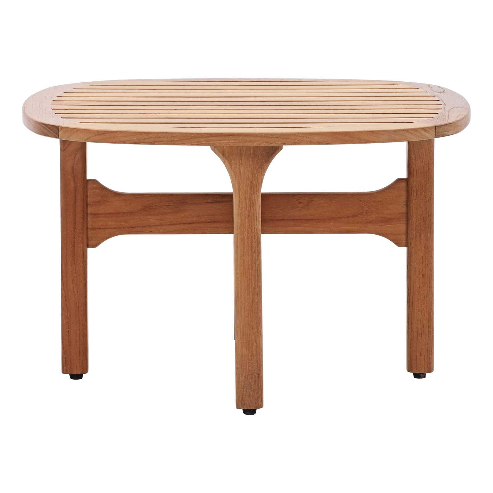 coffee tables | Ergode Saratoga Outdoor Patio Collection | Premium Teak Wood Coffee Table | Rounded Wood Slat Design | Versatile for Balconies, Backyards, Patios, Gardens | Non-Marking Foot Caps | casafoyer.myshopify.com
