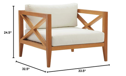 patio bistro sets | CasaFoyer Northlake Premium Grade A Teak Outdoor Armchair | All-Weather UV Resistant Cushions | Natural White | casafoyer.myshopify.com