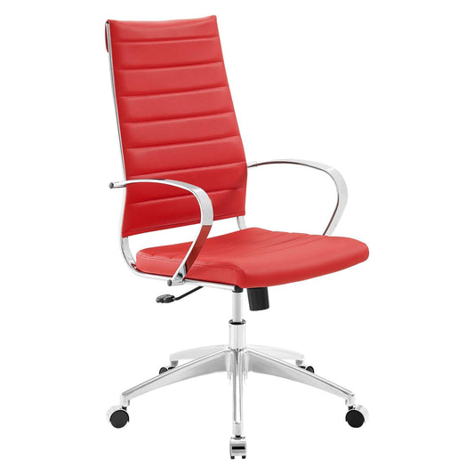 home office desk chairs | CasaFoyer Jive Highback Office Chair | Stylish & Functional | Comfortable & Supportive | Ribbed Vinyl Back | Padded Seat Cushion | 90-Degree Angled Armrests | Chrome-Plated Aluminum Base | Easy Mobility | Tension Knob & Tilt Lock | Modern Office Essential | casafoyer.myshopify.com