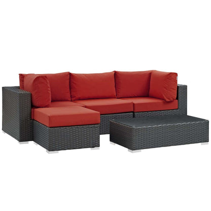 kitchen and dining room sets | CasaFoyer Sojourn Outdoor Patio Furniture Set | Sunbrella Cushions | Rattan Weave | UV Protection | Aluminum Frame | Includes Armless Chair, Coffee Table, Ottoman, Corners | casafoyer.myshopify.com