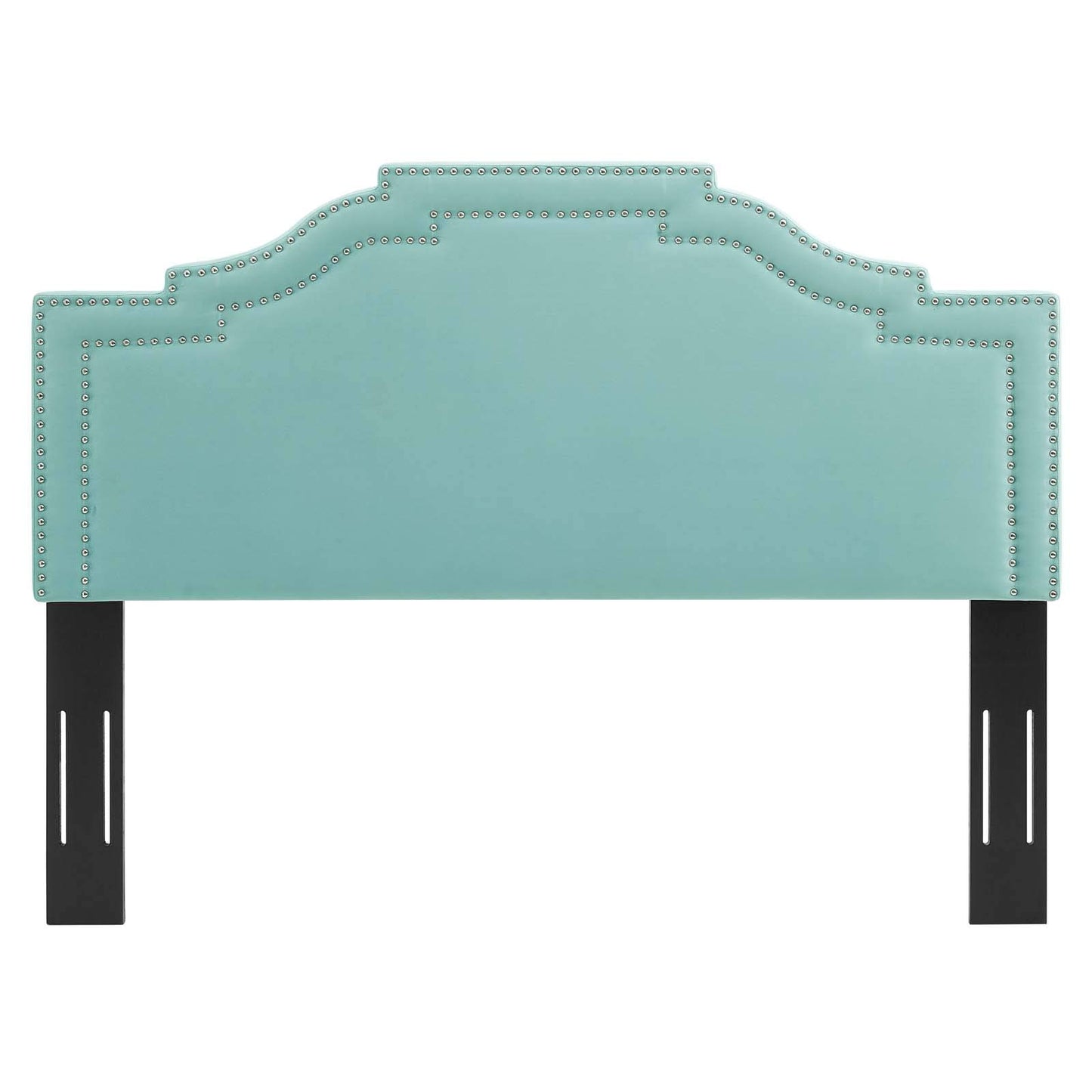 headboards | CasaFoyer Lucia Performance Velvet Twin Headboard | Elegant Arched Design | Nailhead Trim | Soft & Stain-Resistant | Height-Adjustable | Mint | casafoyer.myshopify.com