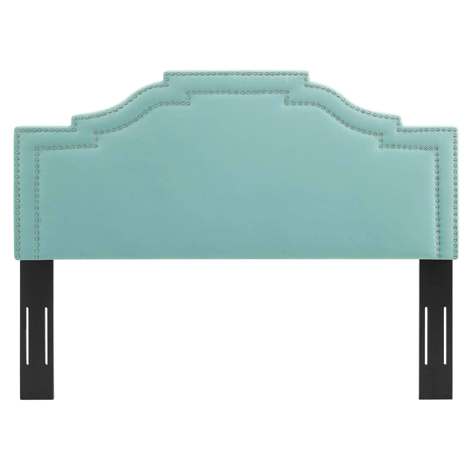 headboards | CasaFoyer Lucia Performance Velvet Twin Headboard | Elegant Arched Design | Nailhead Trim | Soft & Stain-Resistant | Height-Adjustable | Mint | casafoyer.myshopify.com