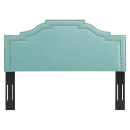 headboards | CasaFoyer Lucia Performance Velvet Twin Headboard | Elegant Arched Design | Nailhead Trim | Soft & Stain-Resistant | Height-Adjustable | Mint | casafoyer.myshopify.com