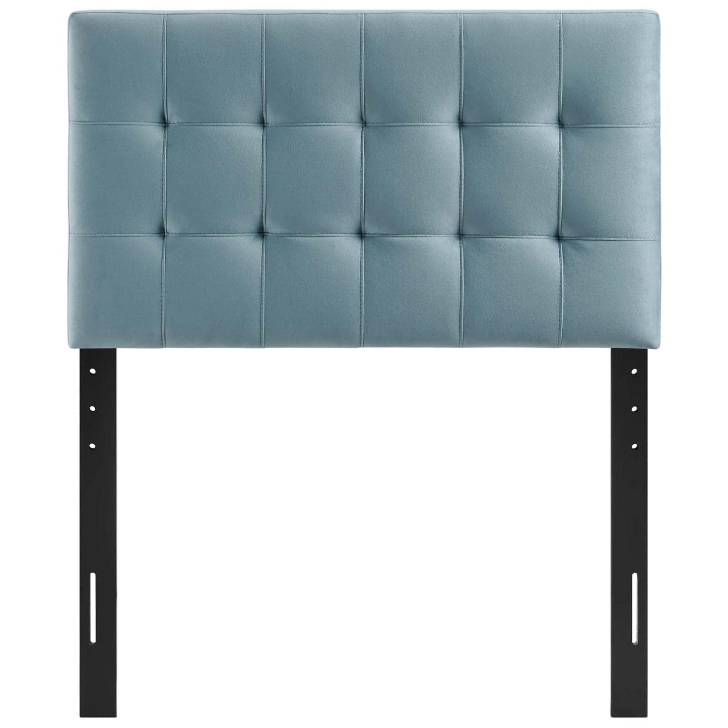 Bed | CasaFoyer Lily Biscuit Tufted Performance Velvet Twin Headboard | Elegant Plush Vintage Look | Stain-Resistant | Adjustable Mounting | Light Blue | casafoyer.myshopify.com